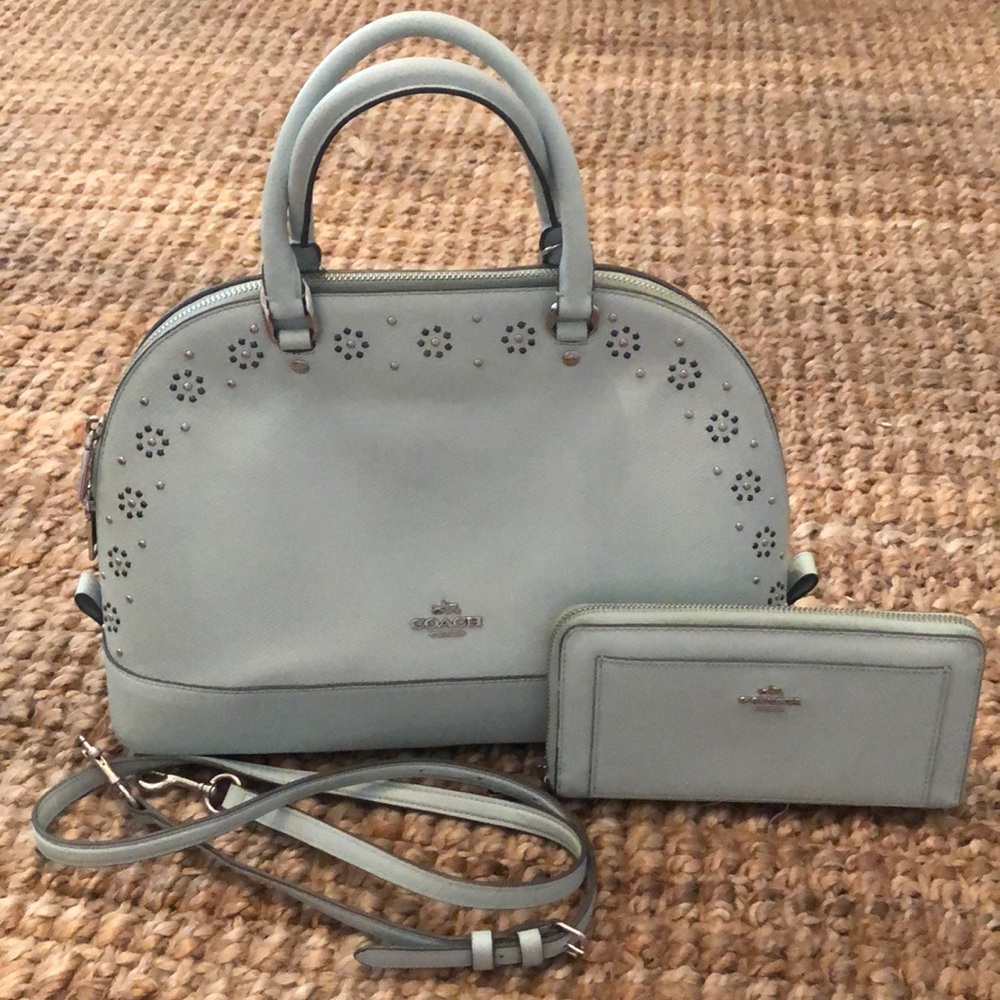 Coach Flower Studded Sierra Satchel and Wallet